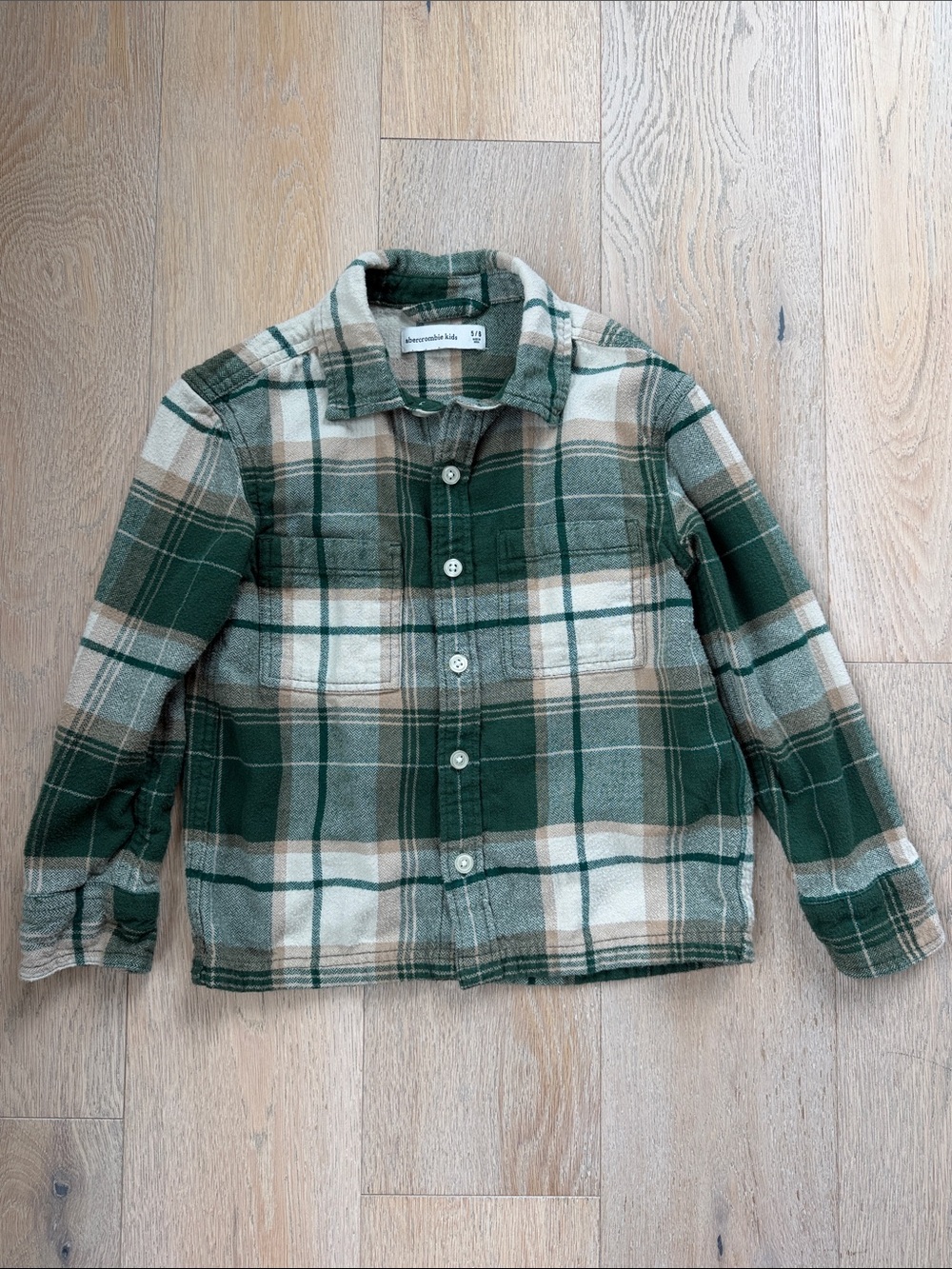 abercrombie kids Green and Cream Plaid Button-Front Shirt